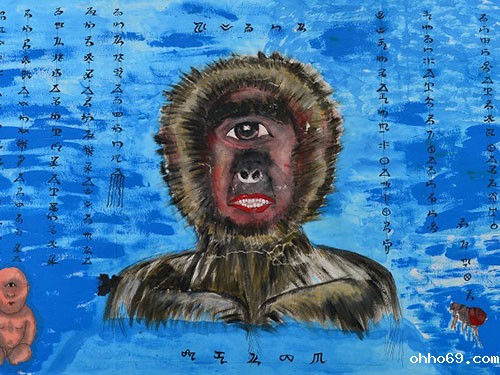 双柏县彝族毕摩罗有先《查姆》绘画作品